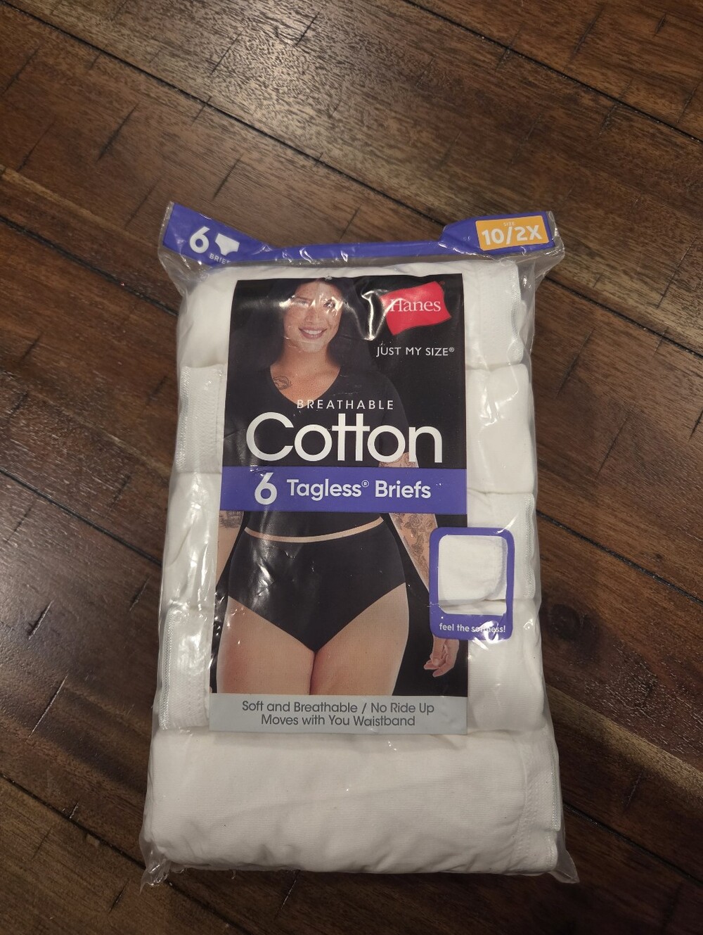 Hanes Womens White Breathable Cotton Tagless Briefs - 6 Pack - Size 10/2X